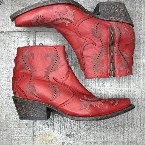 Corral Womens Ankle Cowboy Boots Western Snip Toe Leather Red Size 7.5 - Picture 5 of 9